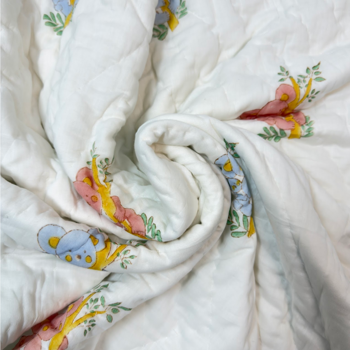 Mulmul 5-Pc Cot Bedding Set (Quilt) - Koala