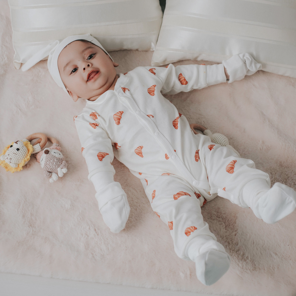 Organic Cotton Classic Romper - Croissant Candy
