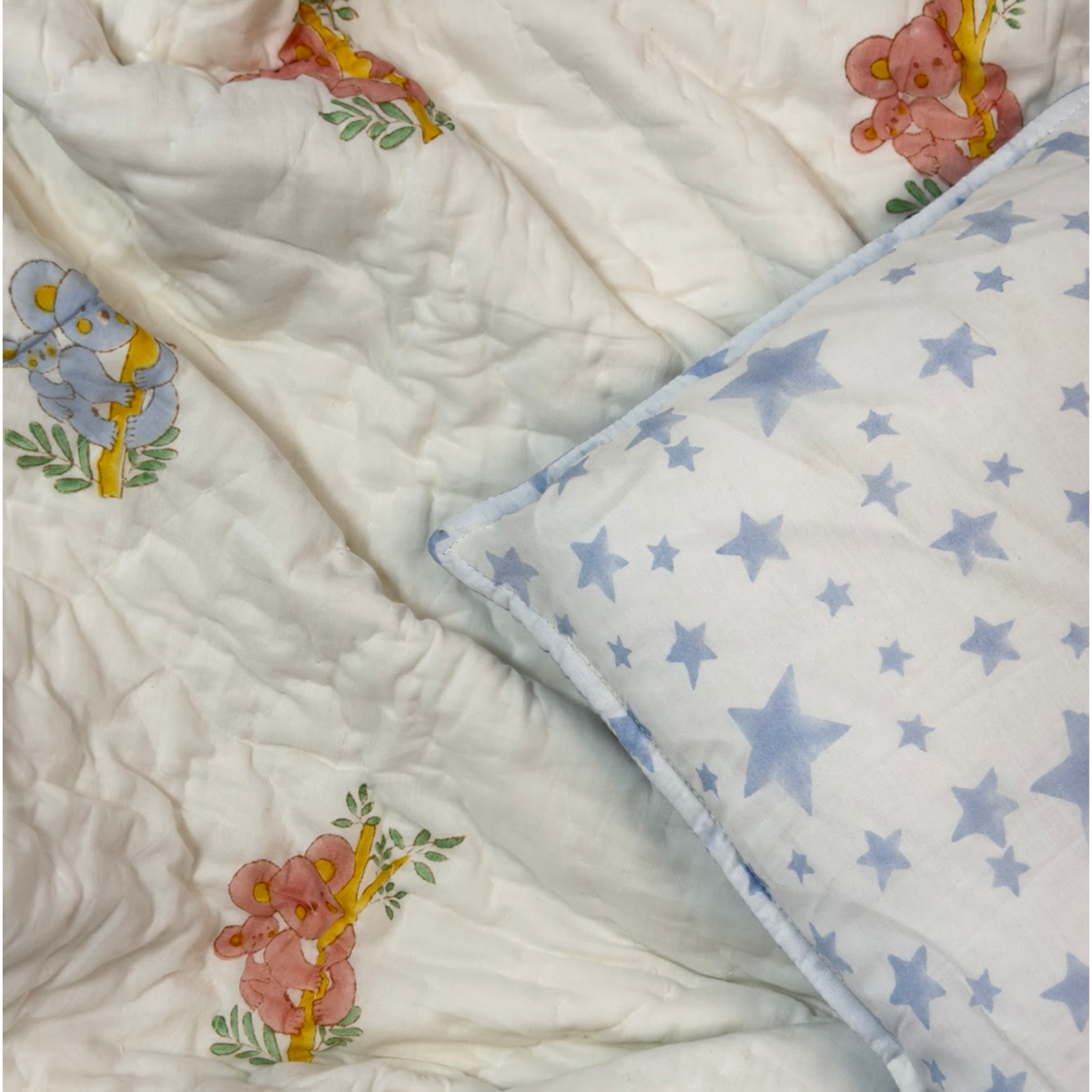 Mulmul 5-Pc Cot Bedding Set (Quilt) - Koala