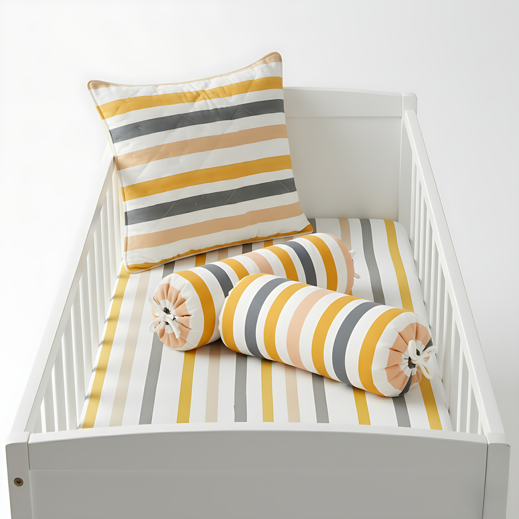 Mulmul 5-Pc Cot Bedding Set (Dohar) - Soft Rainbow