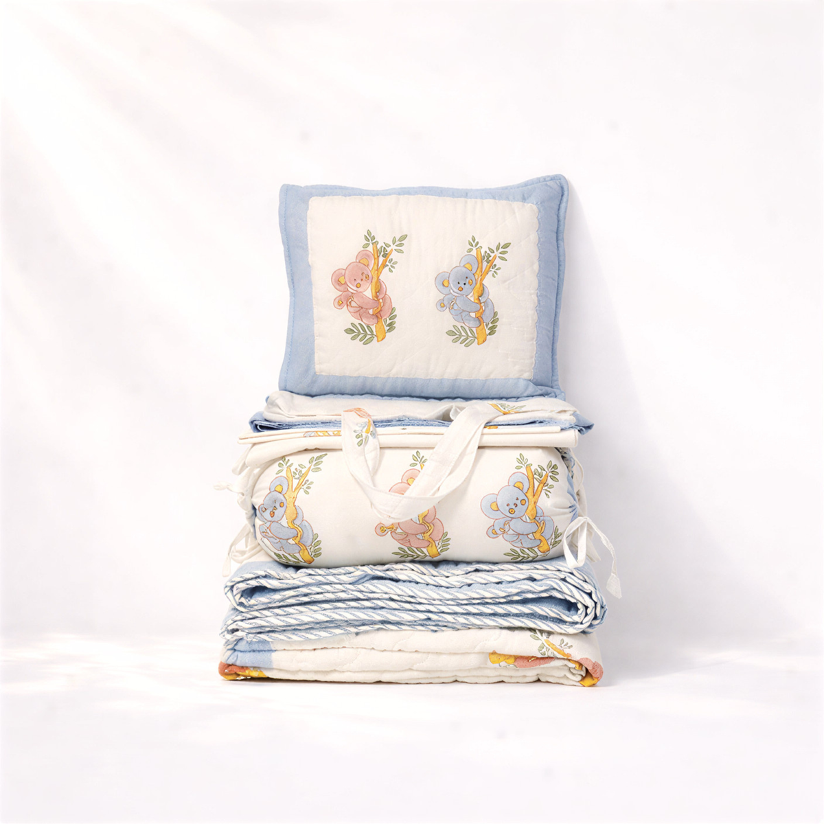 Mulmul 5-Pc Cot Bedding Set (Quilt) - Koala