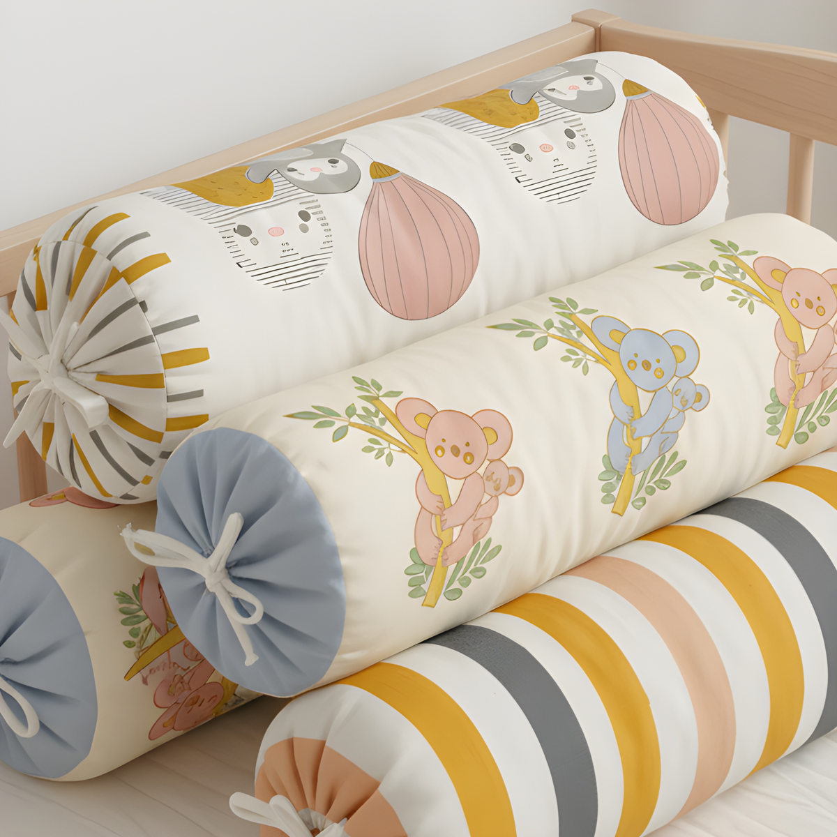 3-Pc Pillow & Bolster Set - Soft Rainbow