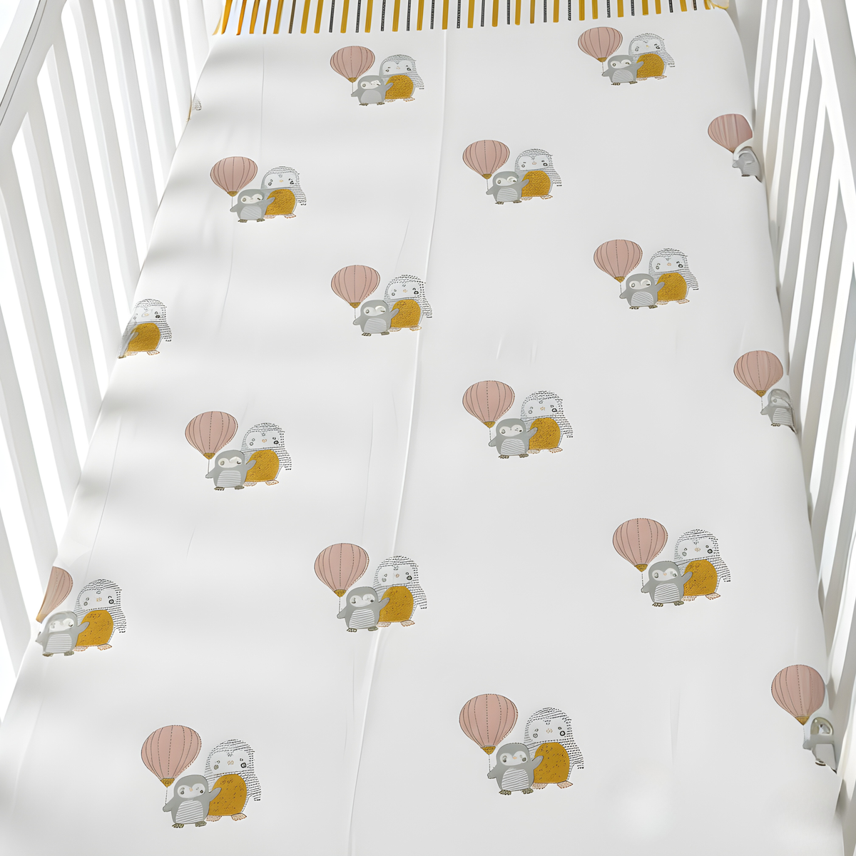 Mulmul 5-Pc Cot Bedding Set (Quilt) - Penguin Party