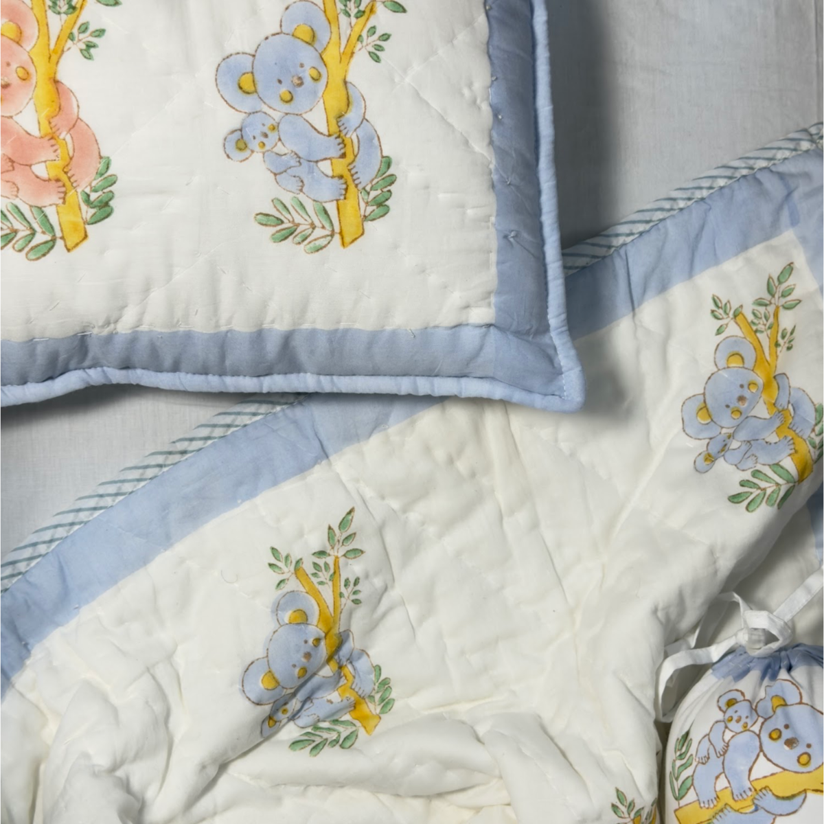 Mulmul 5-Pc Cot Bedding Set (Quilt) - Koala