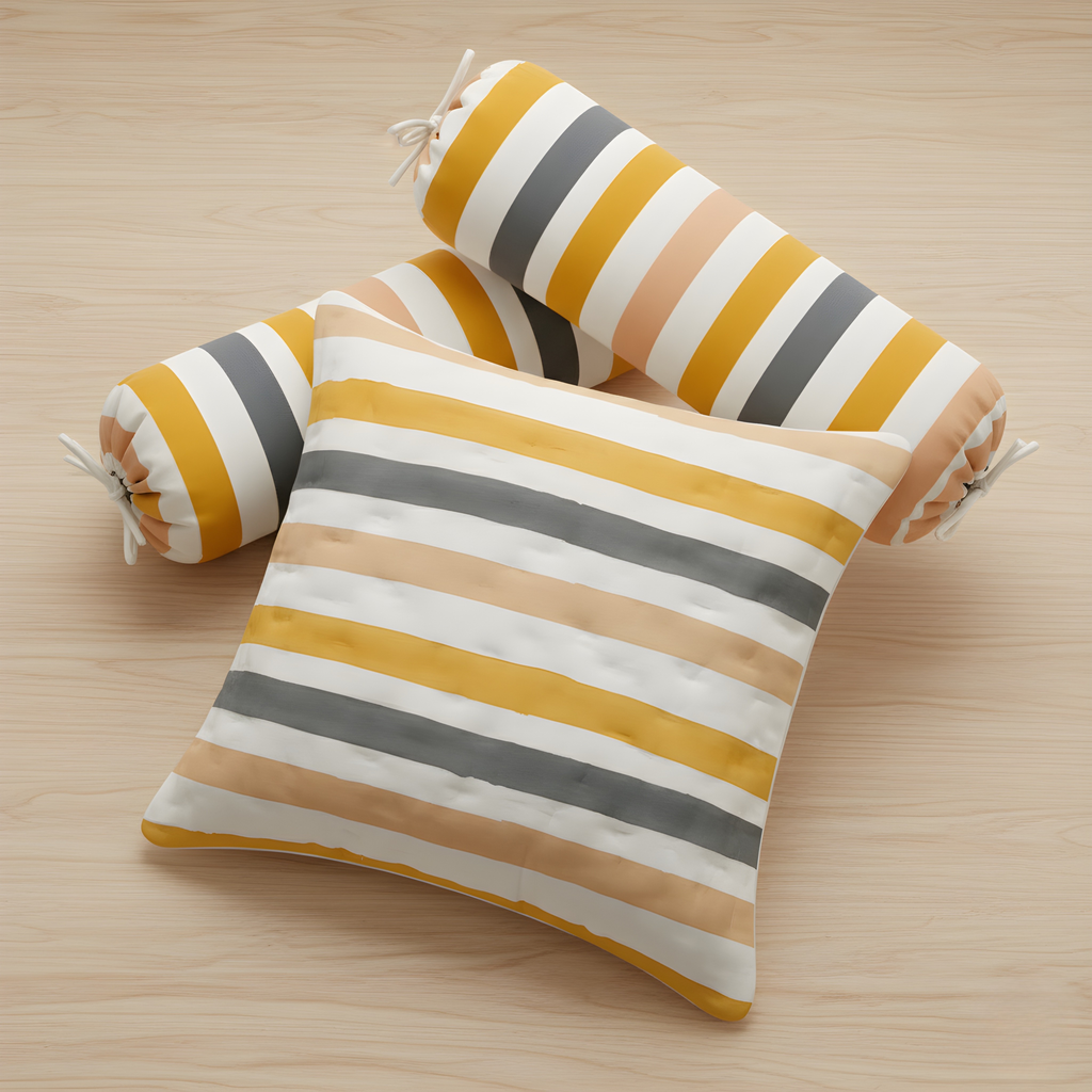 3-Pc Pillow & Bolster Set - Soft Rainbow