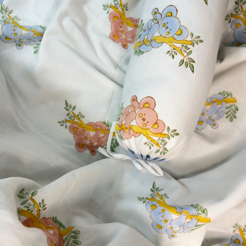 Mulmul 5-Pc Cot Bedding Set (Dohar) - Koala
