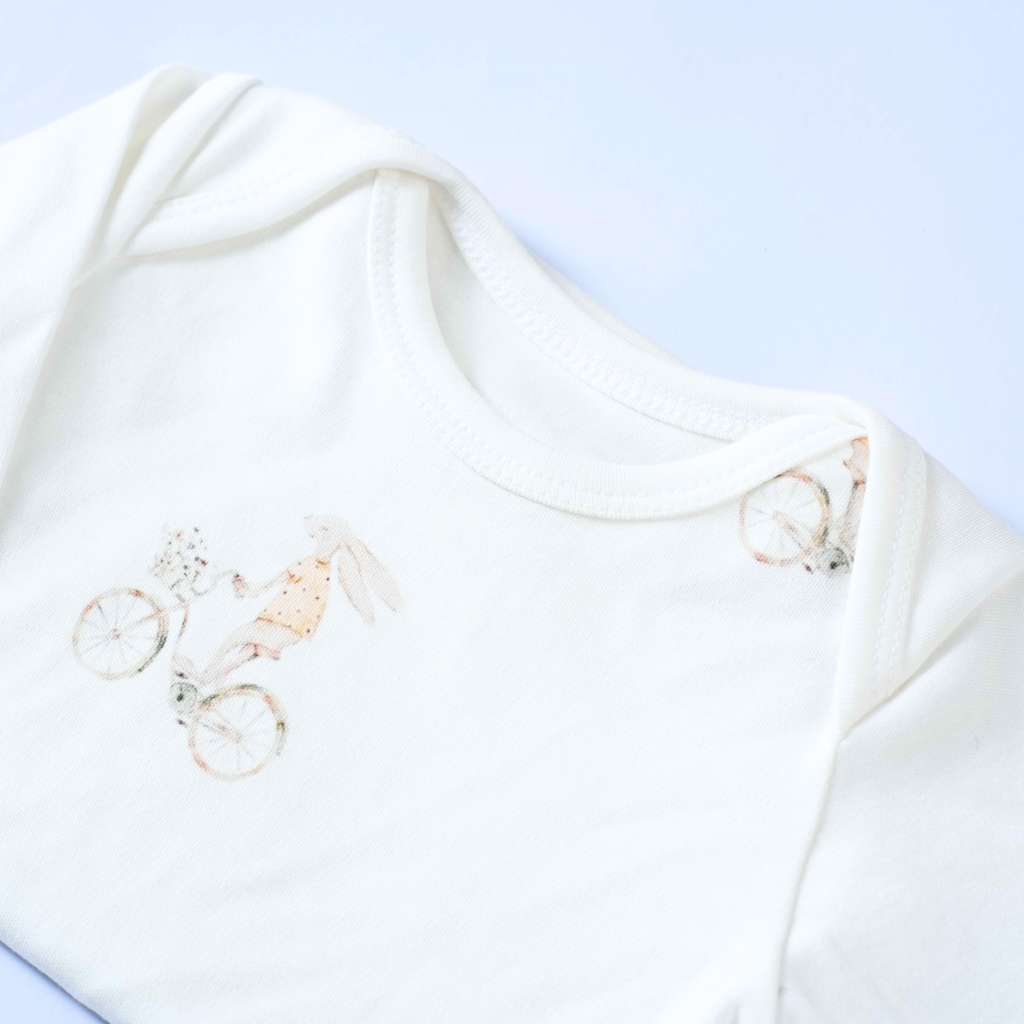 Organic Cotton Long Sleeve Bodysuit - Bunny Bloom