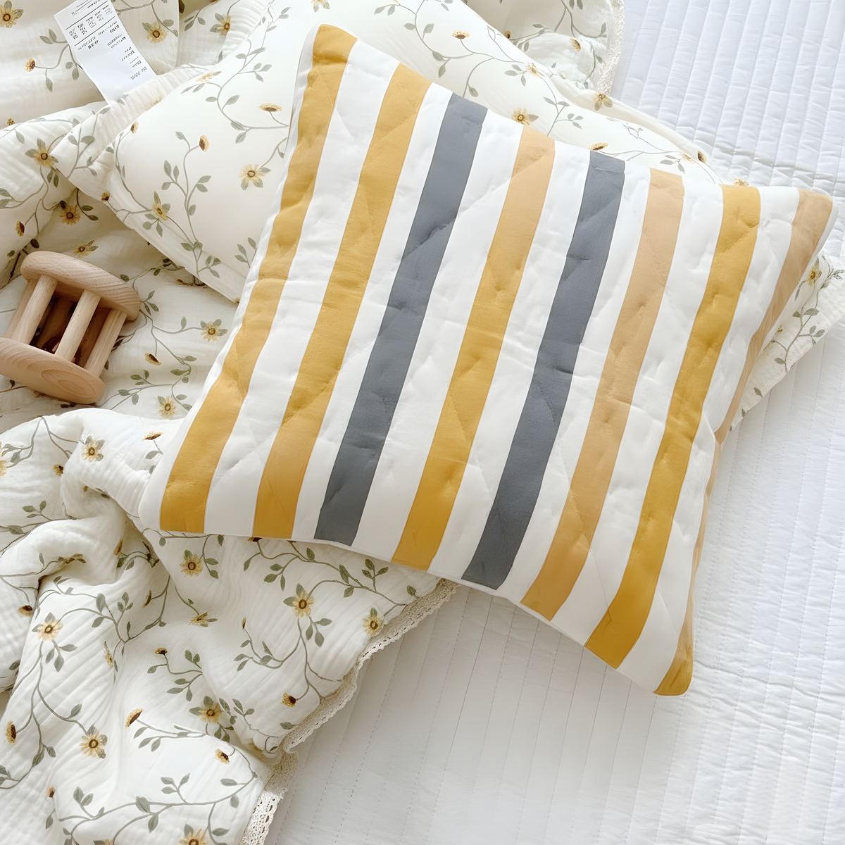 3-Pc Pillow & Bolster Set - Soft Rainbow