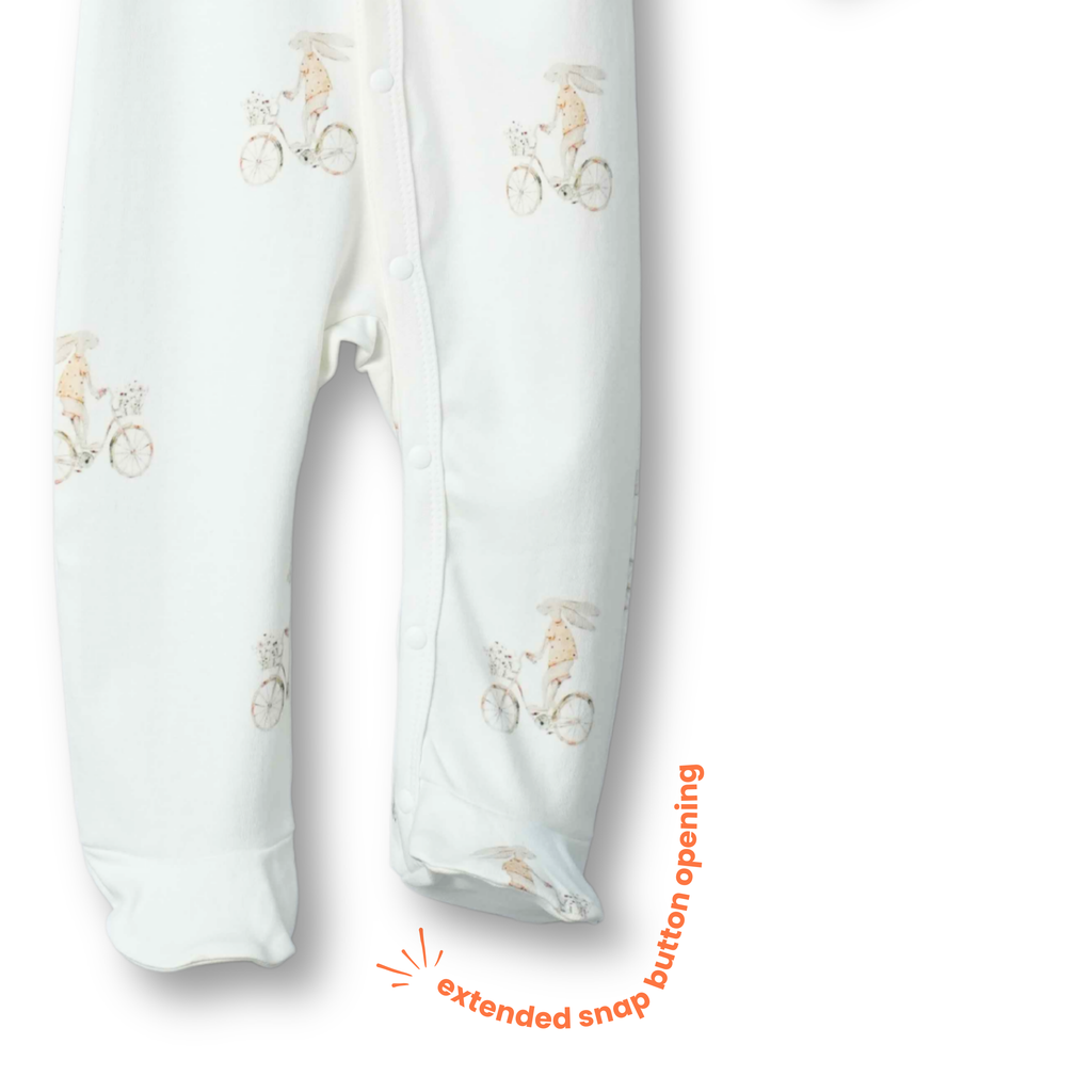 Organic Cotton Footed Onesie - Bunny Bloom
