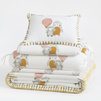 Mulmul 5-Pc Cot Bedding Set (Quilt) - Penguin Party