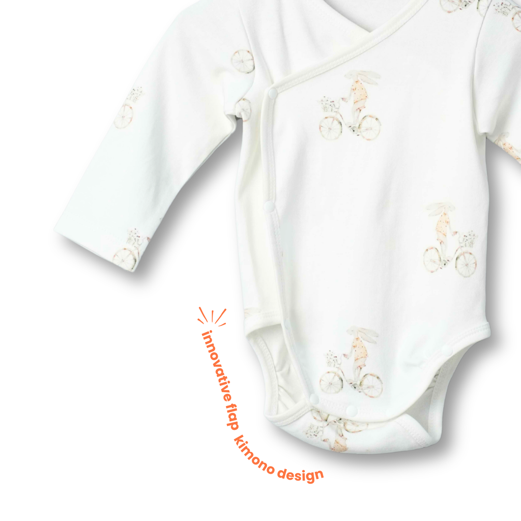 Organic Cotton Kimono Romper - Bunny Bloom