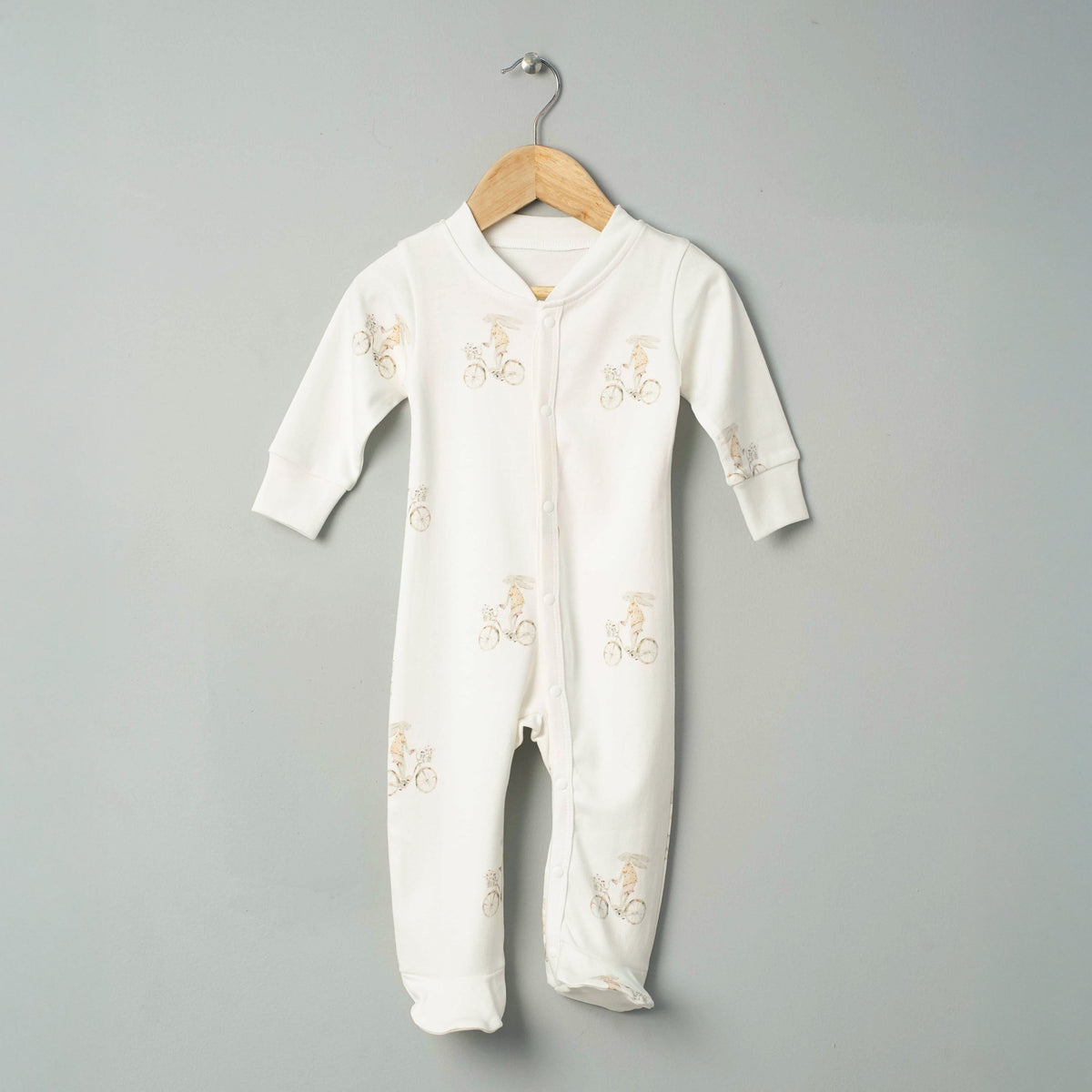 Organic Cotton Footed Onesie - Bunny Bloom