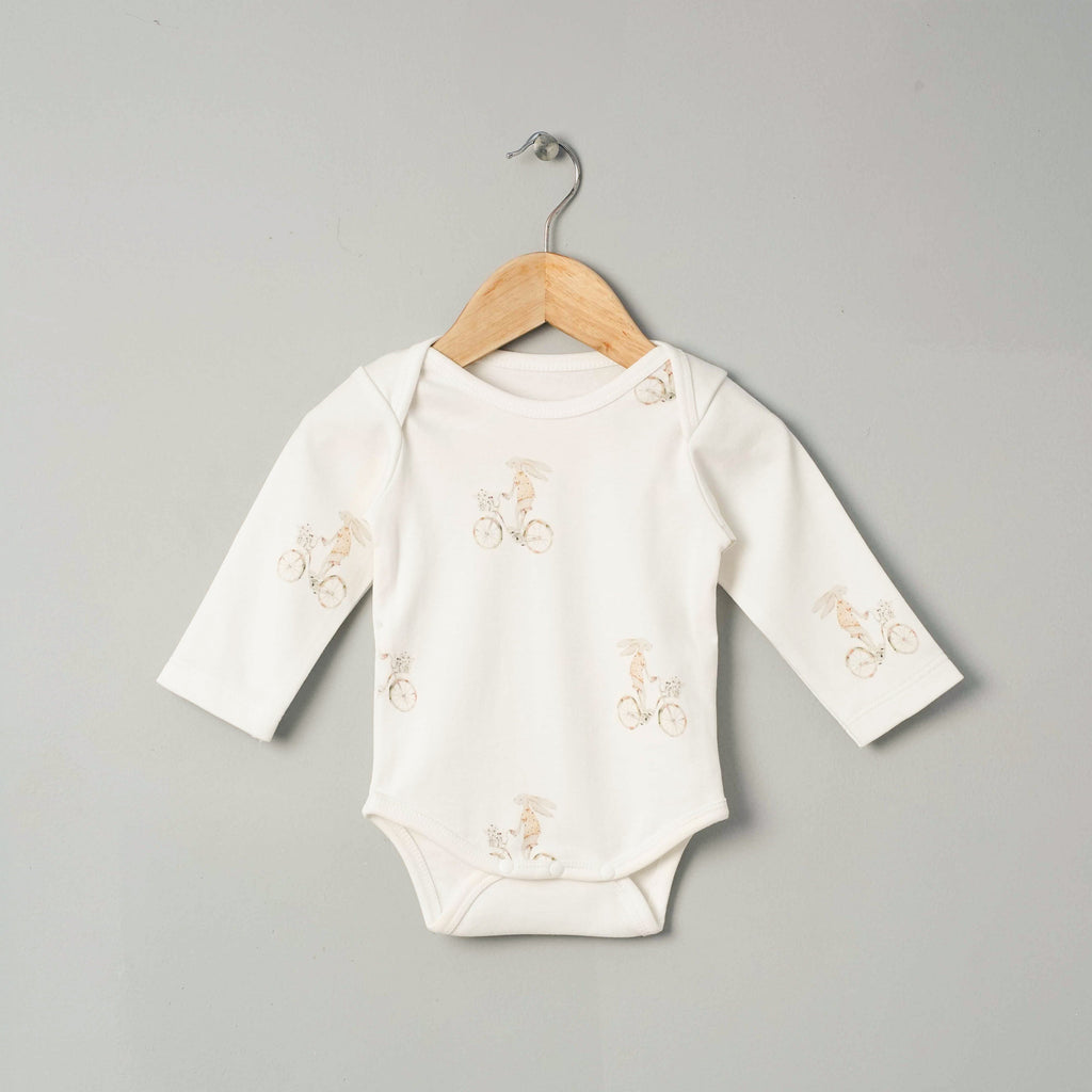Organic Cotton Long Sleeve Bodysuit - Bunny Bloom