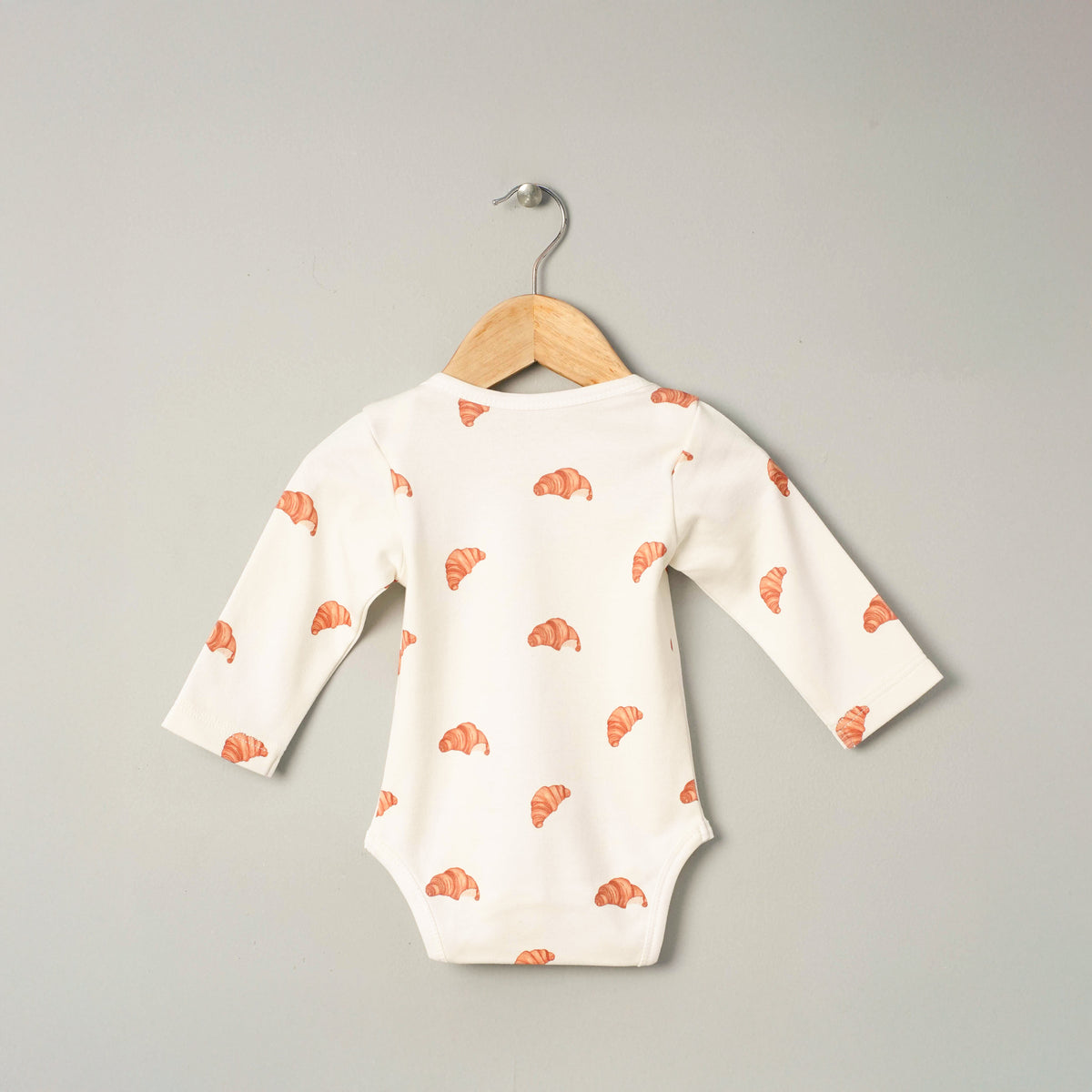 Organic Cotton Long Sleeve Bodysuit - Croissant Candy