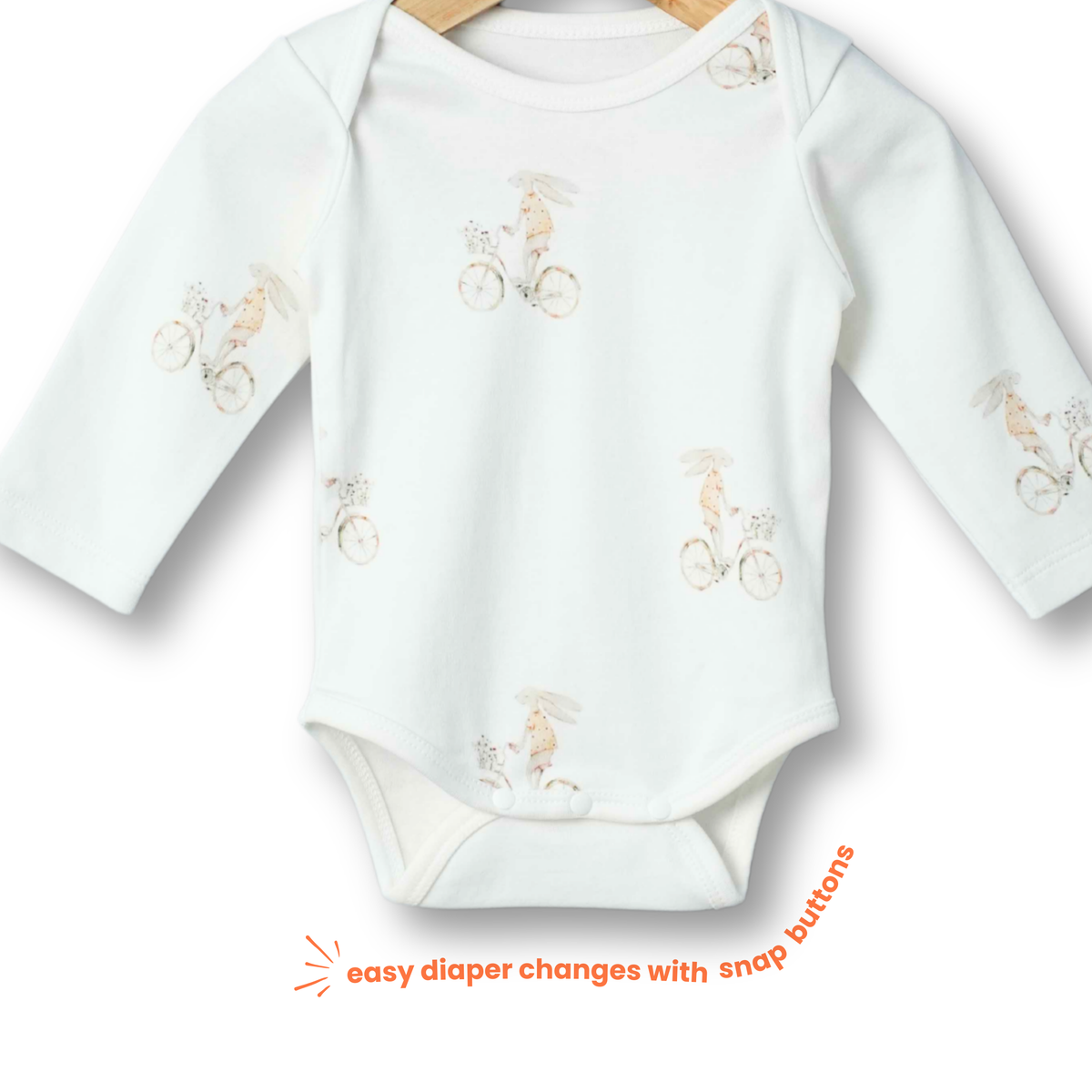 Organic Cotton Long Sleeve Bodysuit - Bunny Bloom