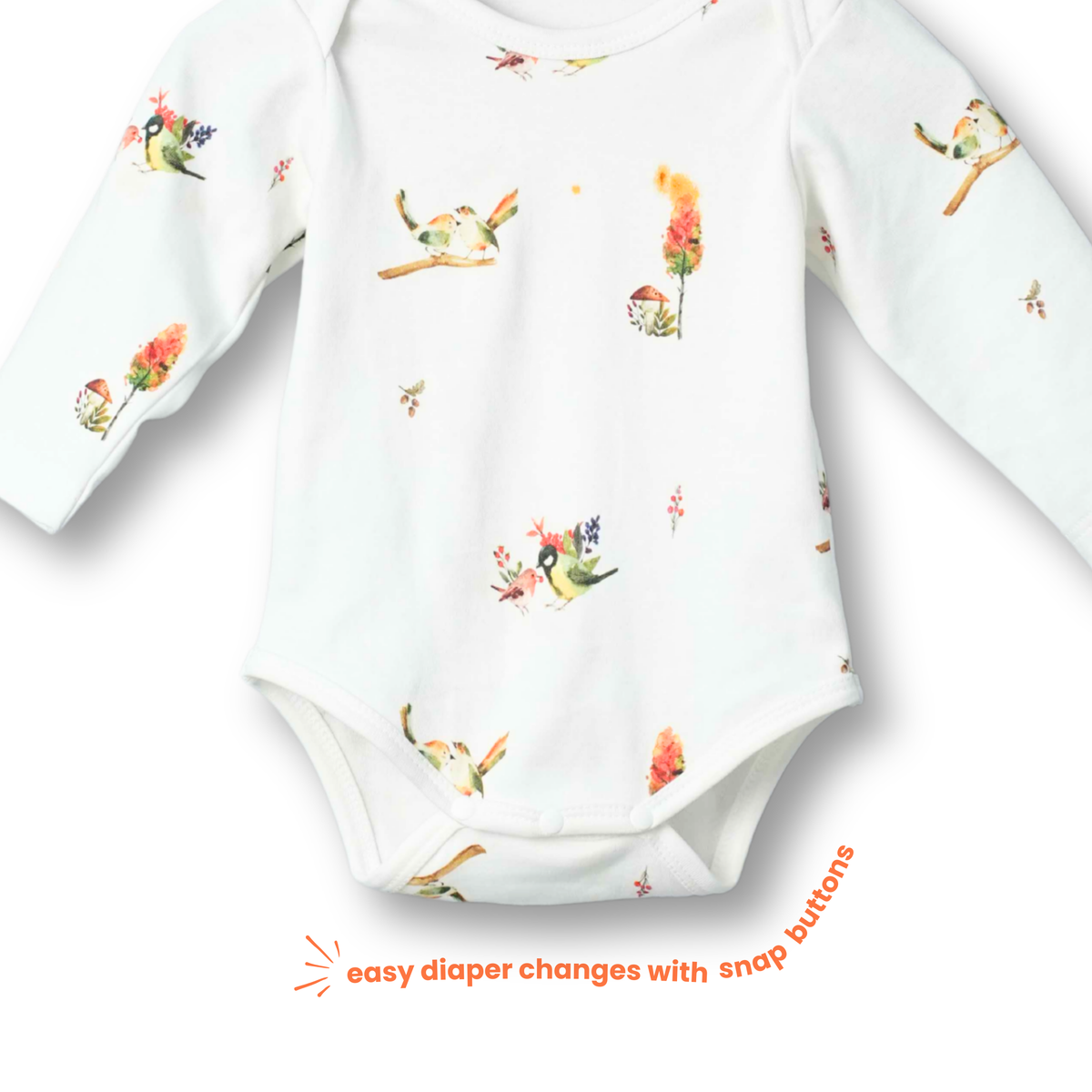 Organic Cotton Long Sleeve Bodysuit - Nature's Melody