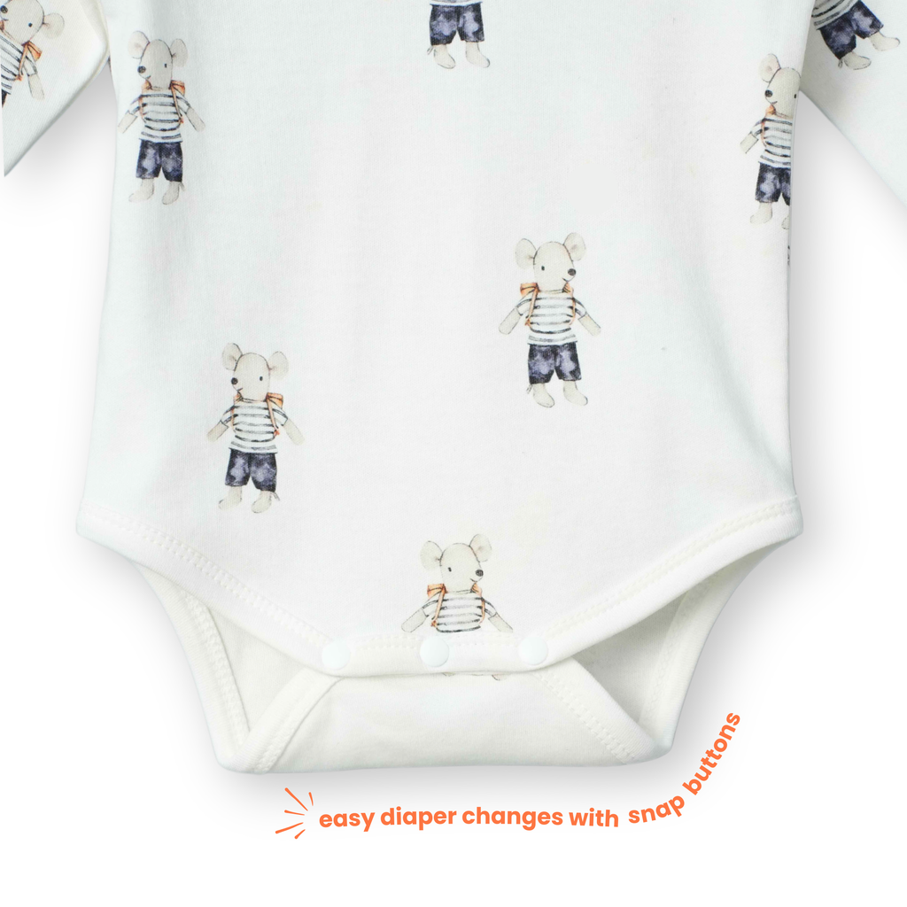 Organic Cotton Long Sleeve Bodysuit - Ratatouille