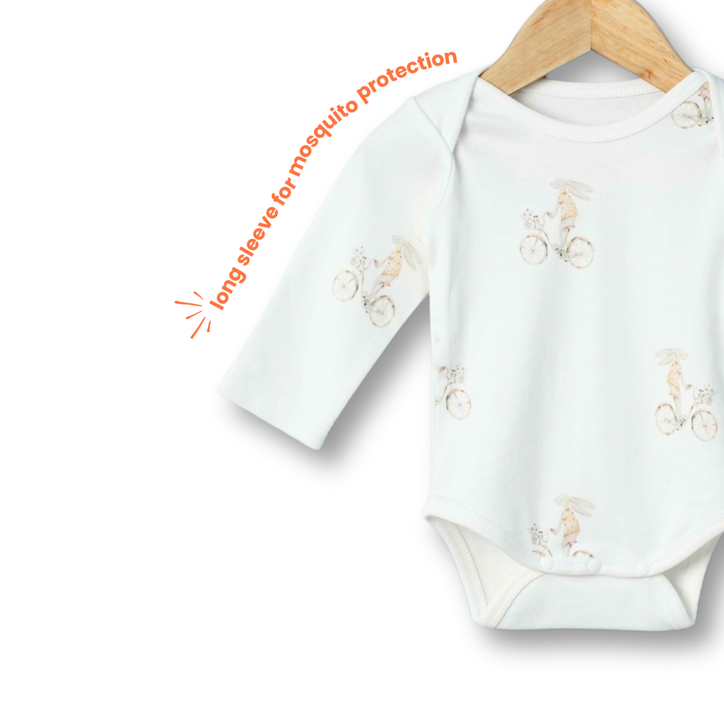 Organic Cotton Long Sleeve Bodysuit - Bunny Bloom